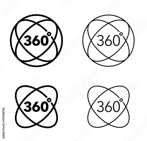 360度の仮想現実のアイコンセット