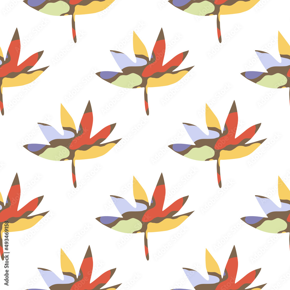 Fototapeta premium Abstract palm leaves tropical seamless pattern. Creative leaf endless wallpaper.