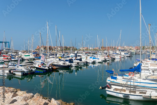 boats in Puerto deportivo Sherry located in the town of El Puerto de Santa María, in the Bay of Cadiz. Andalusia. Spain. Europe. 