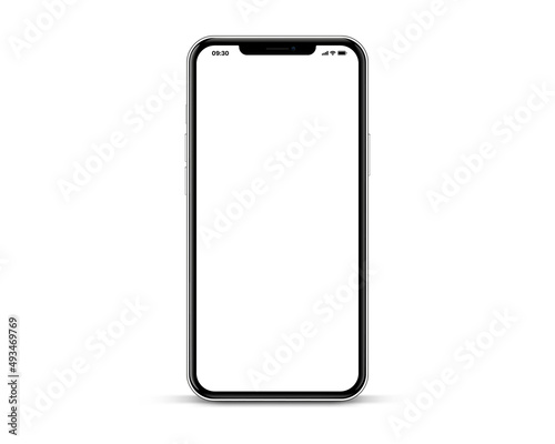 3d high quality vector smartphone mockups. Ultra realistic mobile device UI UX mockup for presentation template. Cellphone frame with blank screen isolated templates. 3d isometric illustration.