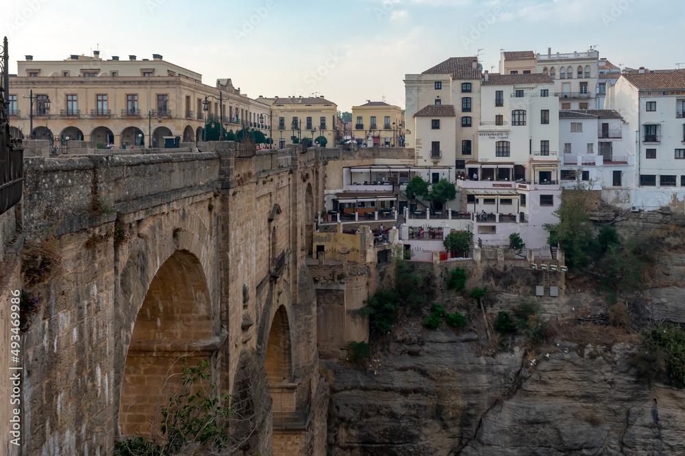 Ronda is located on a deep gorge where the river Tagus passes. Malaga. Andalusia. Spain. Europe. 