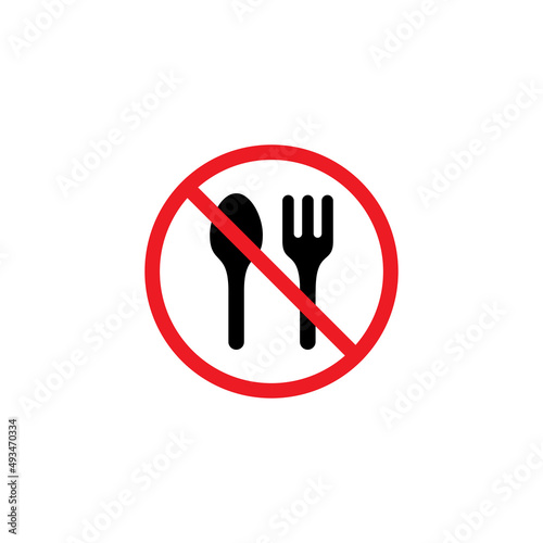 no food sign illustration, no eating allowed symbol template vector