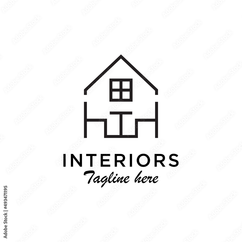 home interior , furniture minimalist logo design template