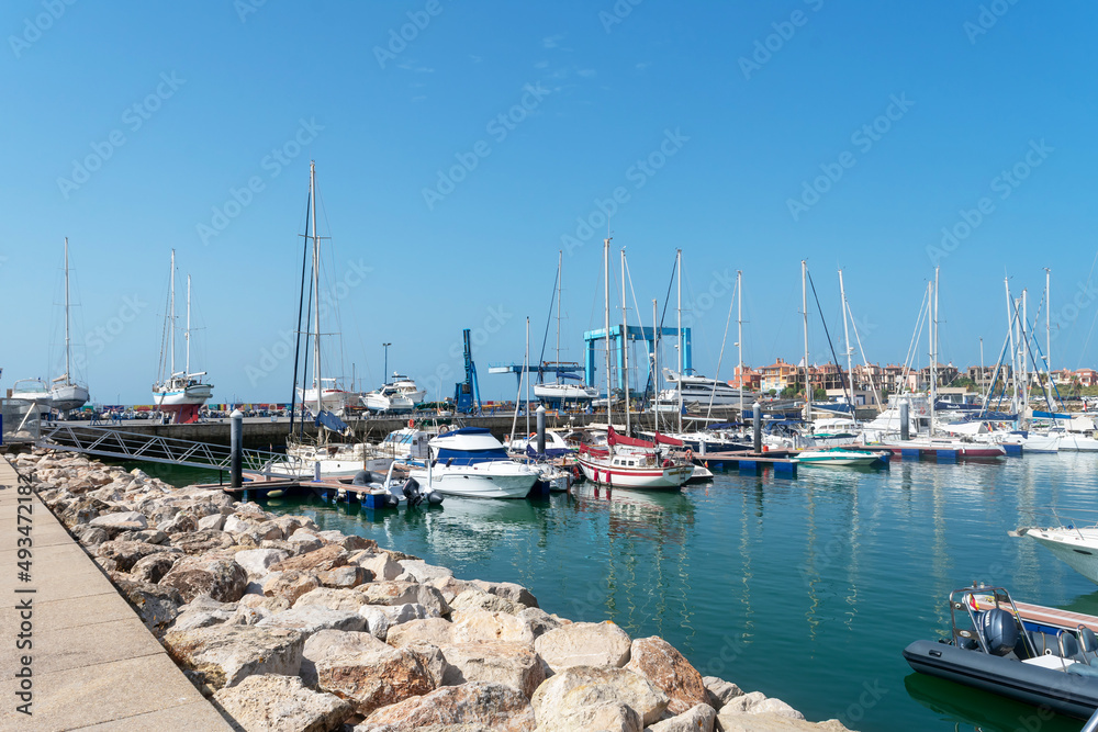boats in Puerto deportivo Sherry located in the town of El Puerto de Santa María, in the Bay of Cadiz. Andalusia. Spain. Europe.
