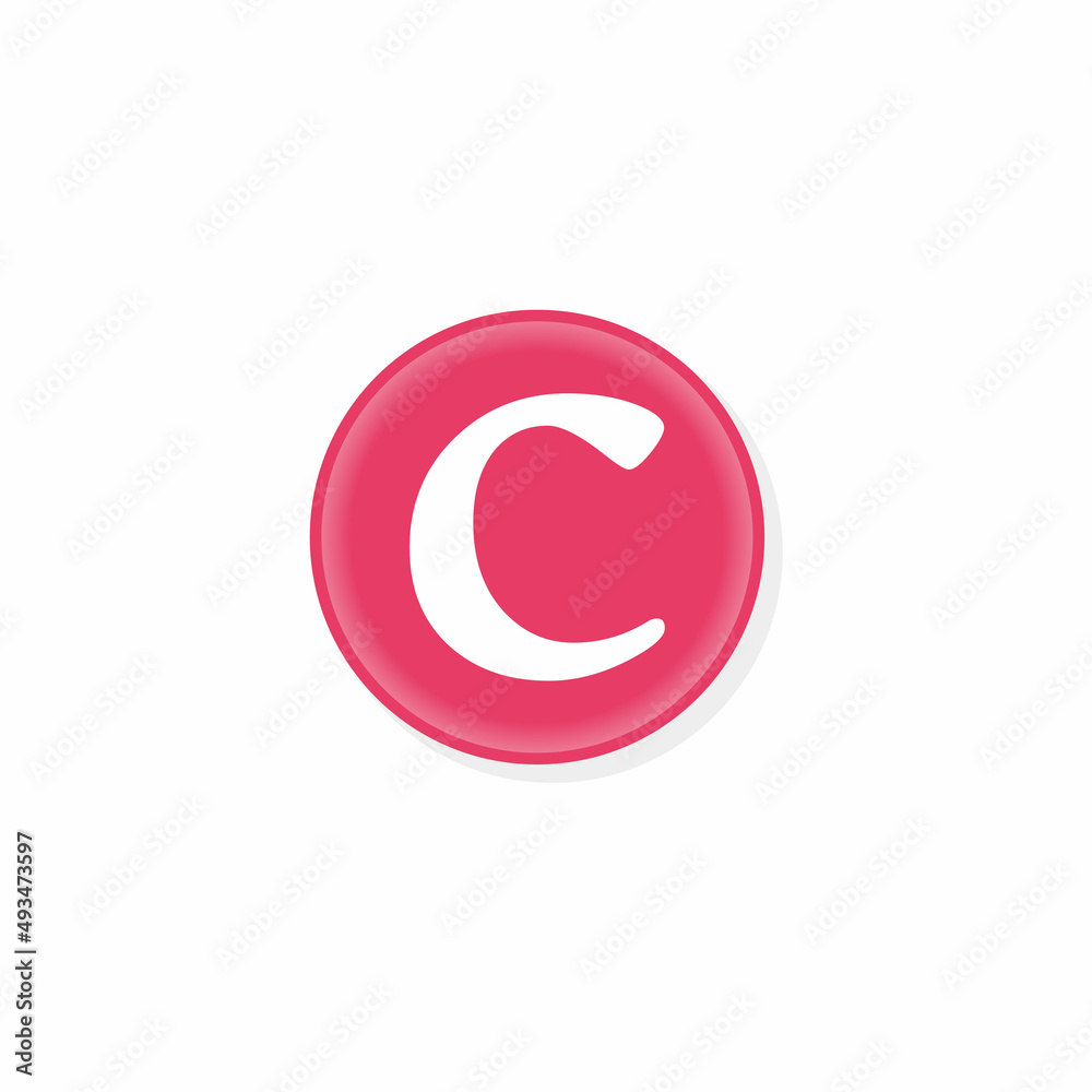 Illustration of letter C icon rounded on a white background. Illustration of letter C icon rounded on a white background.