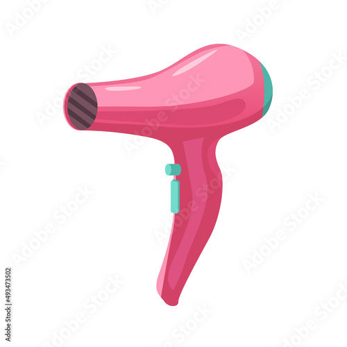 Hair dryer. Hair care symbol. Vector flat illustration, cartoon style. Icon.