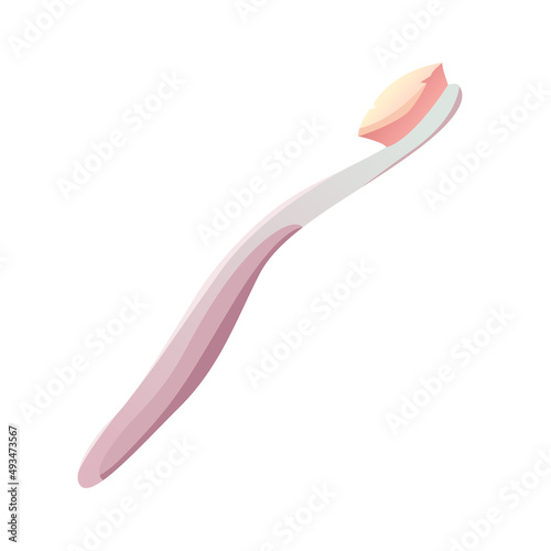 Toothbrush isolated. Hygiene and tooth protection vector. Vector flat illustration, cartoon style. Icon.