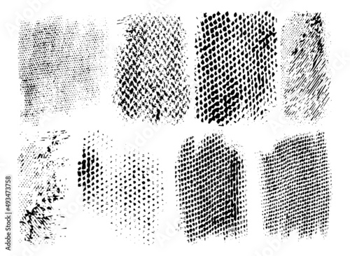 Vector illustration. Ink textile texture stamp. Dirty artistic design elements Grunge background. Difficult overlay texture. Abstract textured effect. Black on white. Freehand drawing. EPS10.