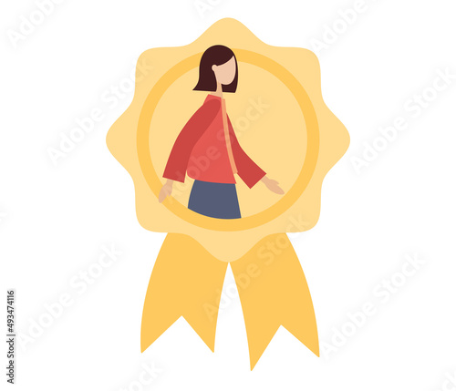 HR recognition icon. Best specialist or candidate. Rewarding an employee. Business success, human resource, recognition concept. Vector flat illustration