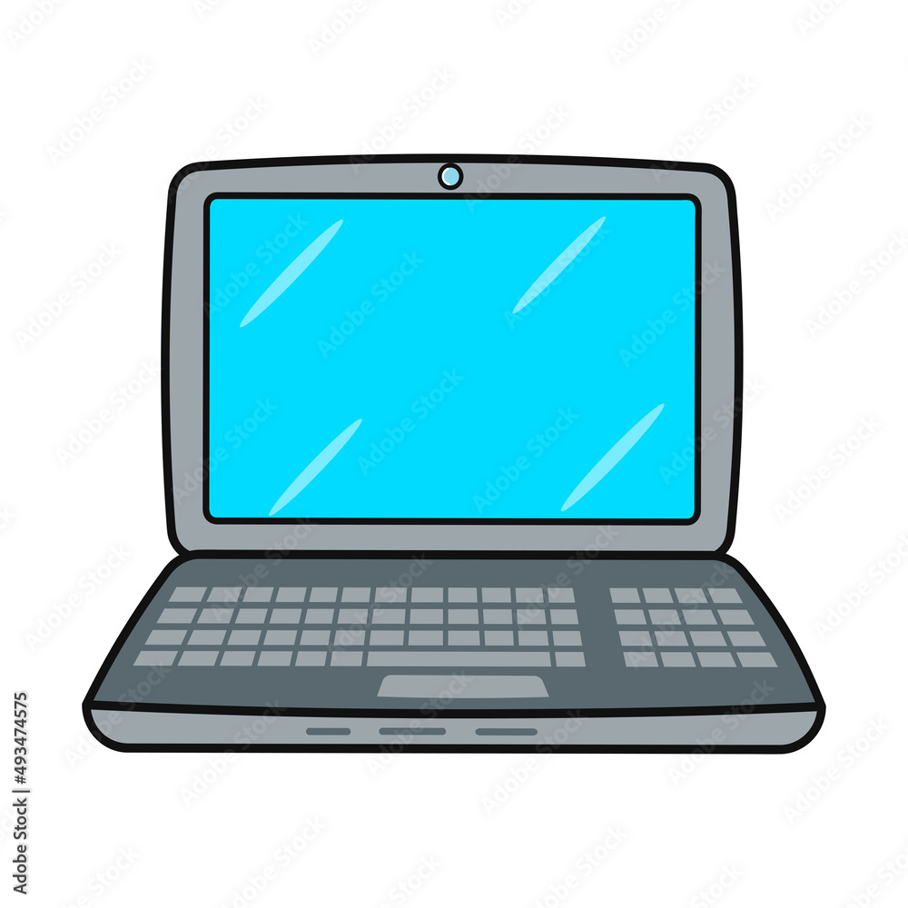 Cute funny laptop character. Vector hand drawn cartoon kawaii character illustration icon. Isolated on white background. Laptop character concept Cute funny laptop character. Vector hand drawn cartoon kawaii character illustration icon. Isolated on white background. Laptop character concept
