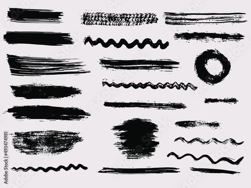 Grunge dry paint brush strokes and backgrounds, vector, isolated	