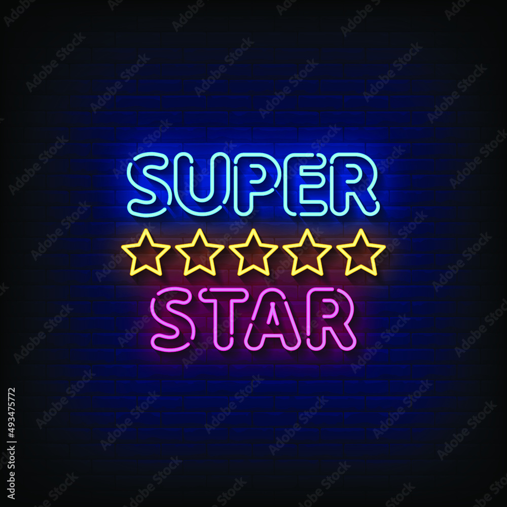 Super Star Neon Signs Style Text Vector