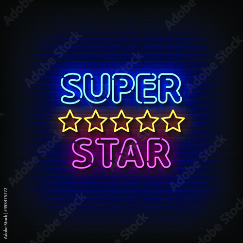 Super Star Neon Signs Style Text Vector