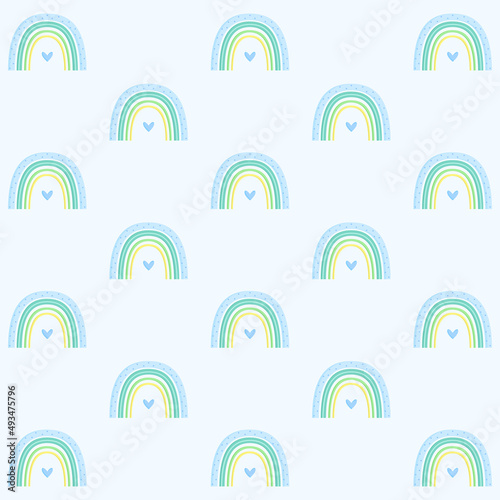 A Vector of Cute and Simple Blue Rainbow Background