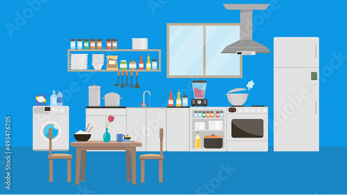 Kitchen room with furniture set