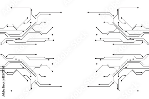 Abstract futuristic circuit board Illustration, Circuit board with various technology elements. Circuit board pattern for technology background. Vector illustration