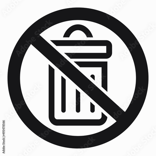 Shopping cart isolated minimal single flat linear icon for application and info-graphic. Do not litter. Garbage ban. Keep clean. No trash. Do not use an urn.