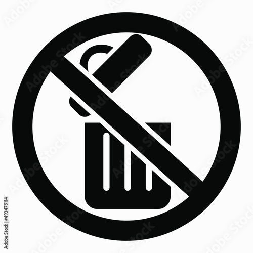 Shopping cart isolated minimal single flat linear icon for application and info-graphic. Do not litter. Garbage ban. Keep clean. No trash. Do not use an urn.