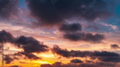 Wallpaper Mural 4K Sky background, Sky Timelapse of skyscrapers, Blue sky with clouds and sun, Clouds at sunset. Torontodigital.ca