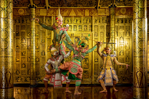 Masked giant dancing khon ramayana khon Ravana. Traditional ancient and classical dance traditions, literature and art tradition