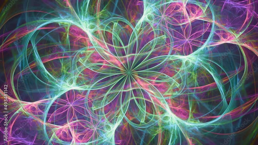 Kaleidoscope cosmic convergence  - seamless looping fractal abstract background for trippy music vj streaming backdrops.