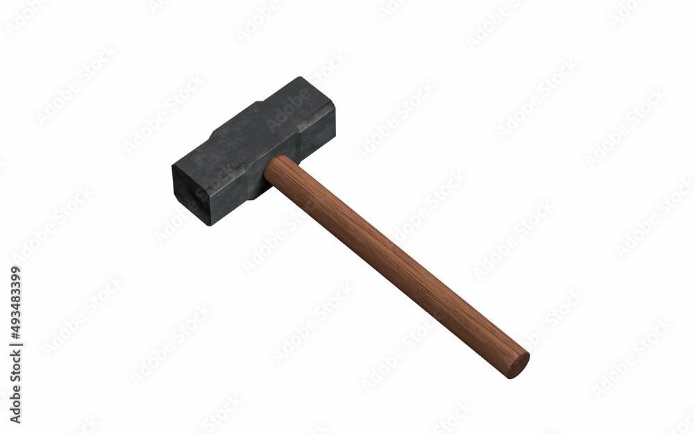Metallic hammer with white background, 3d rendering. Metallic hammer with white background, 3d rendering.