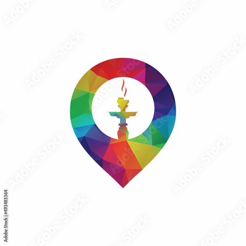 Sheesha and map pointer logo design. hookah locator logo design.