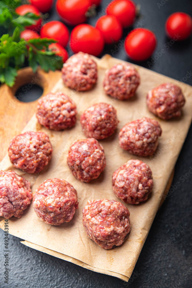 meatball raw meat beef pork chicken meatballs turkey lamb fresh healthy meal food diet snack on the table copy space food background meatball raw meat beef pork chicken meatballs turkey lamb fresh healthy meal food diet snack on the table copy space food background