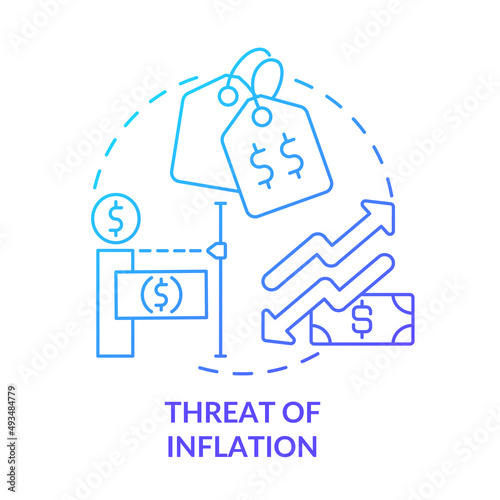 Threat of inflation blue gradient concept icon. Global financial problems. Macro economy trends abstract idea thin line illustration. Isolated outline drawing. Myriad Pro-Bold font used