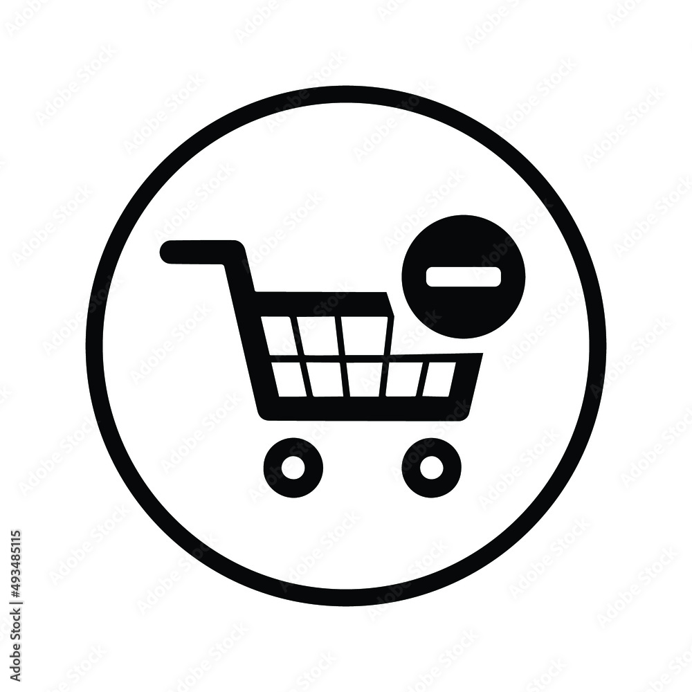 Cart remove, delete icon. Black vector illustration. Cart remove, delete icon. Black vector illustration.