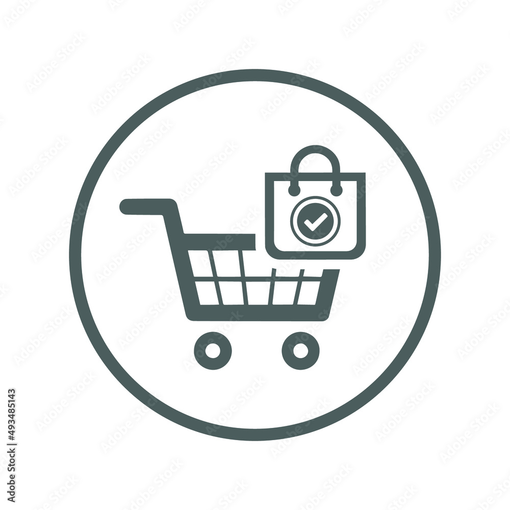 Ecommerce, Shopping cart icon. Black vector illustration. Ecommerce, Shopping cart icon. Black vector illustration.