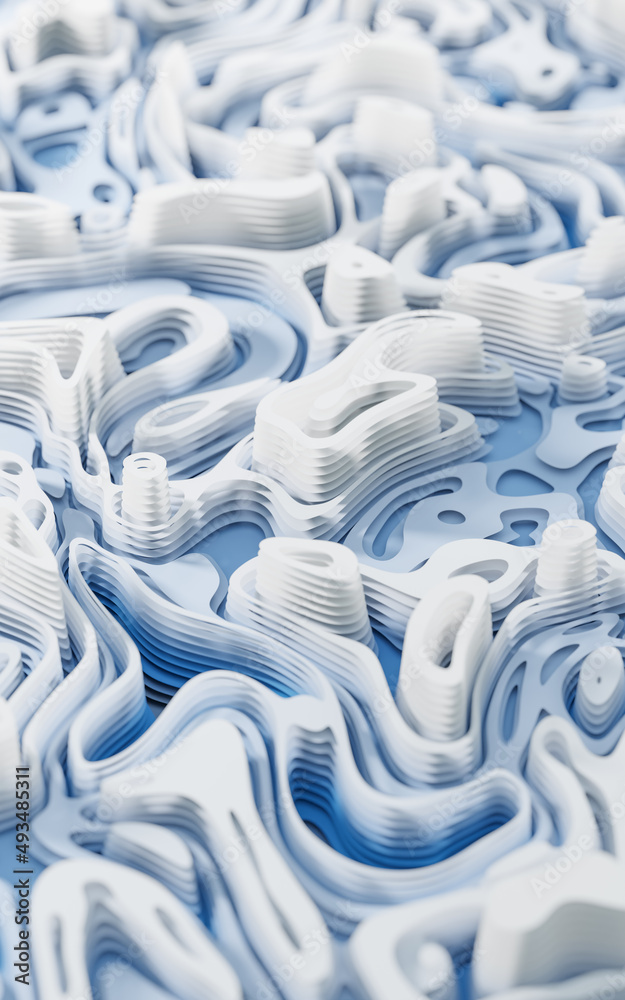 Obraz premium Wave pattern paper cut background, 3d rendering.