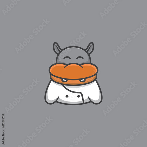 Bread Hippo Mascot Logo Design