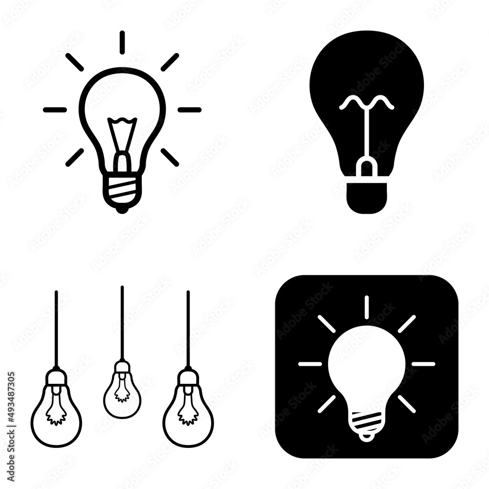 Lightbulbs1-3 Flat Icon Set Isolated On White Background Lightbulbs1-3 Flat Icon Set Isolated On White Background