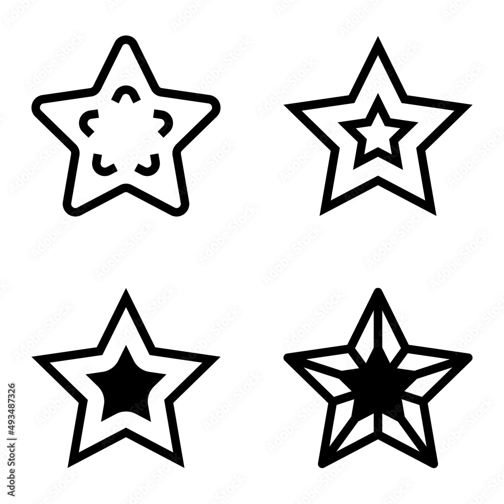Obraz premium Stars Flat Icon Set Isolated On White Background