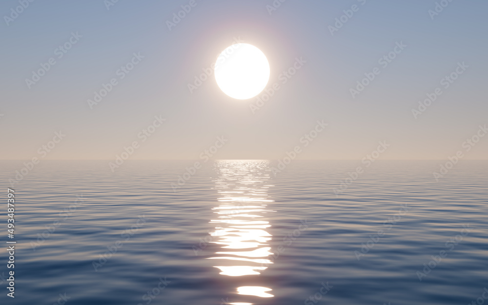 Sunlight and water surface, 3d rendering.
