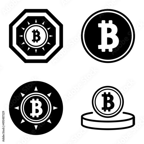 Bitcoins1-2 Flat Icon Set Isolated On White Background