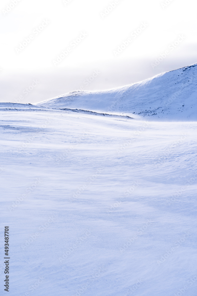 Snowy hills with nobody