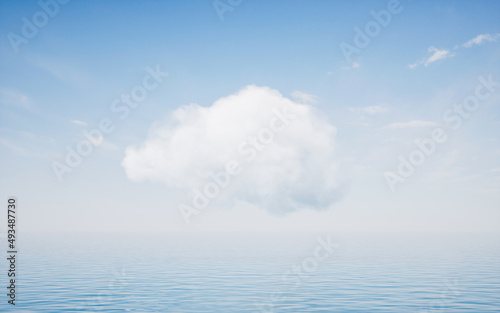 Cloud and water surface, 3d rendering.