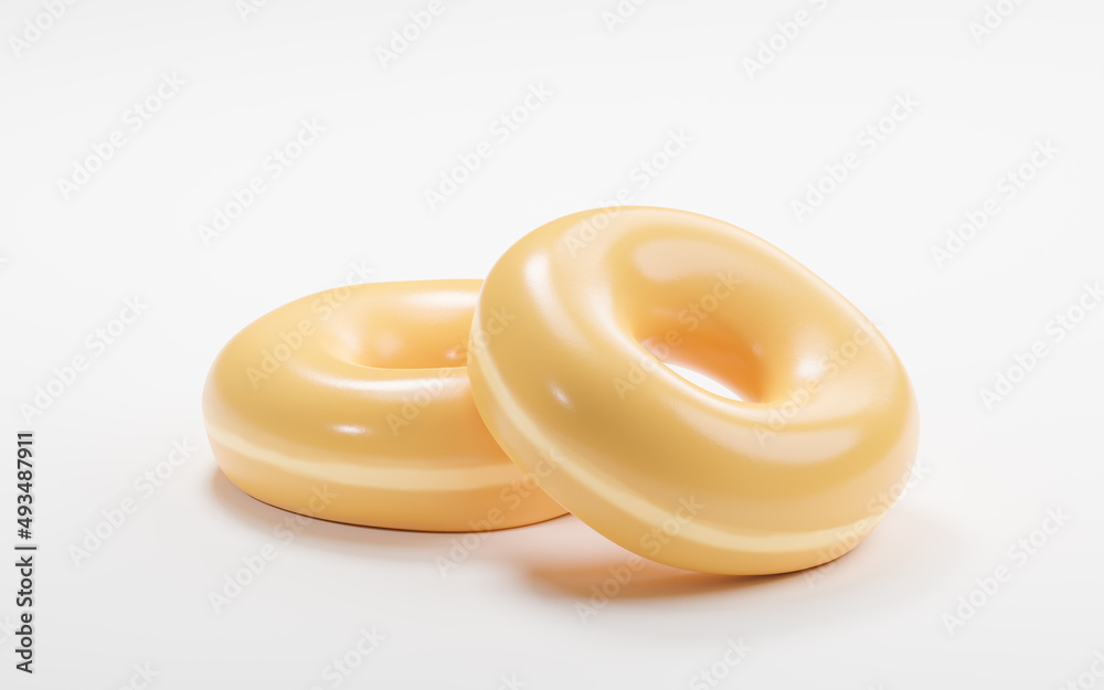 Round dessert bread with ring shape, 3d rendering. Round dessert bread with ring shape, 3d rendering.