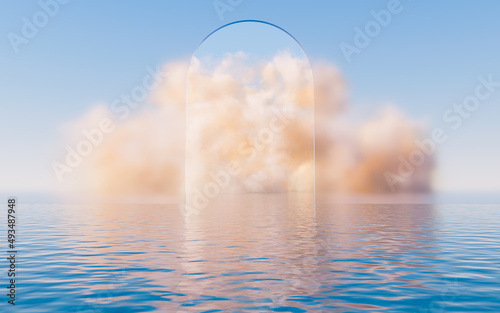 Cloud and water surface, 3d rendering. © Vink Fan
