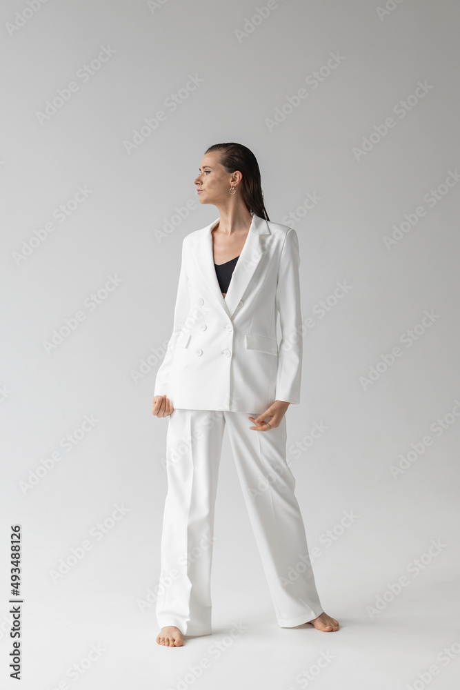 Sexy elegant woman, natural beauty, fashion style, clothing, casual formal suit, lady in white jacket, pants, romantic meeting, party style, glamor model, trend, Sexy elegant woman, natural beauty, fashion style, clothing, casual formal suit, lady in white jacket, pants, romantic meeting, party style, glamor model, trend,