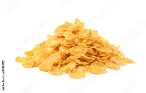 Pile of corn flakes iolated on white background.