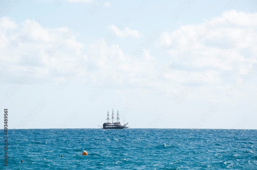ship in sea. summer travel and vacation