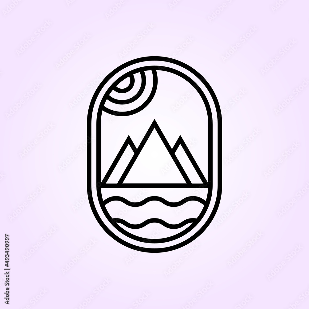 mountain emblem logo vector minimalist illustration design