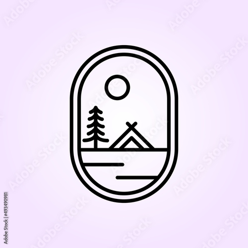 adventure badge logo line art camp vector illustration simple design