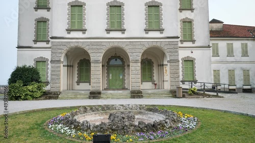 Villa Gina historic palace in publica park of Trezzo sull'Adda, Milan, Lombardy, Italy photo