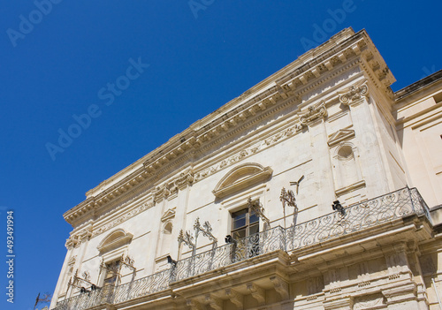 Old beautiful palace on Ortigia island in Syracuse  Sicily  Italy