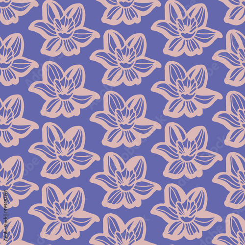 Vector pink very peri floral seamless pattern 