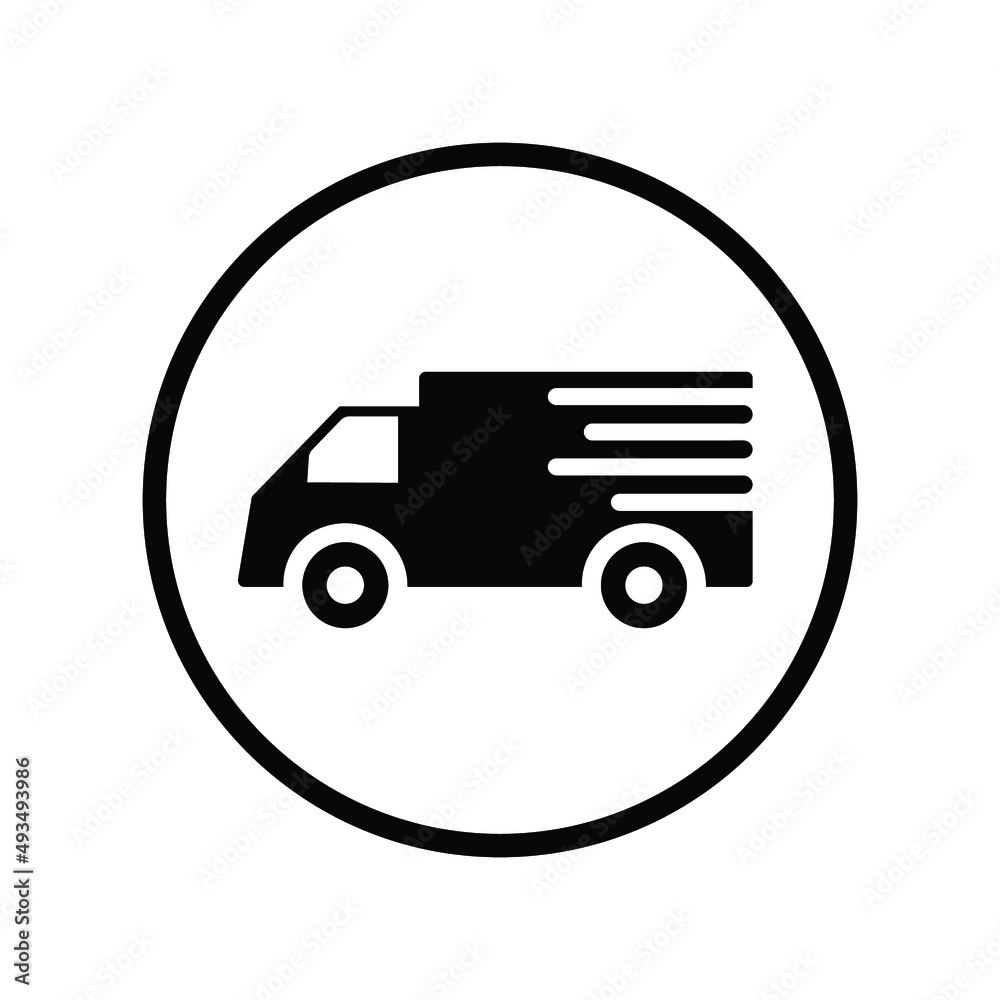 Shipping, transport, delivery icon. Black vector illustration.